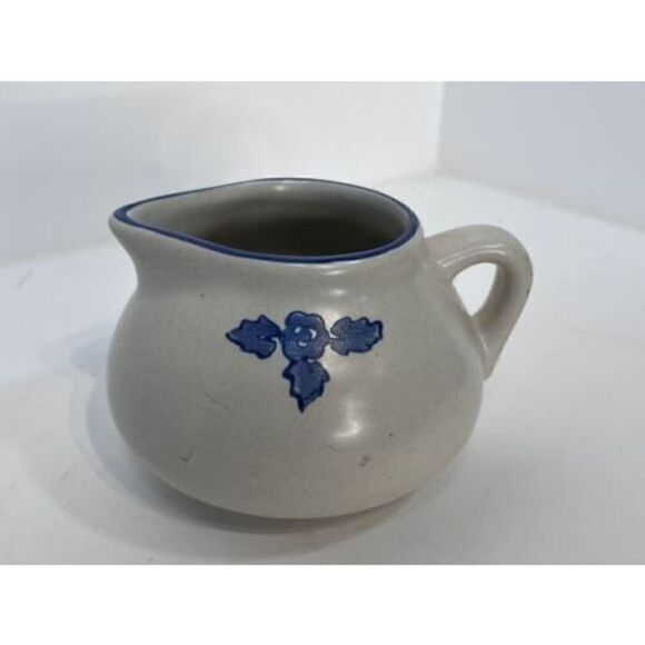 Pfaltsgraf Yorktowne Gravy/Syrup Pitcher Blue Flowers Pottery Stone - Picture 1 of 6
